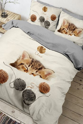 wooly kedi desenli 100 pamuk dijital baskili 3d cift kisilik nevresim takimi