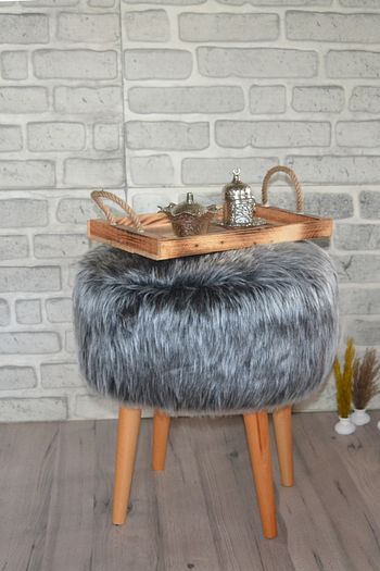 Sanal Mobilya Dolce Yuvarlak Silindir Puf Antrasit Pelus Trendyol