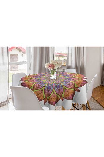 Rengirenk Vintage Yuvarlak Masa Ortusu Rengarenk Mandala Desenli Dekoratif Dizayn Trendyol