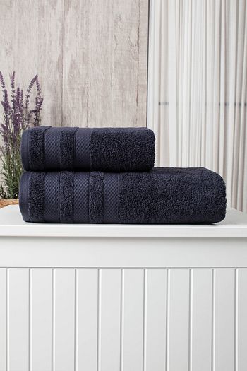 Eumenia Antrasit Renk 2 Parca Banyo Havlu Seti 50x90cm 70x140cm Trendyol