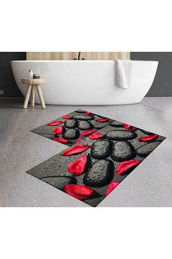 Jungle Hali Klozet Takimi 3d Kirmizi Siyah Tas Yikanabilir Banyo Paspas Trendyol