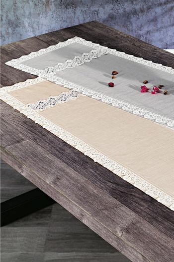 Nazik Home Truva Dantelli Runner 40cmx140cm Gri Renk Trendyol