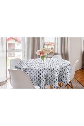 Orange Venue Marin Yuvarlak Masa Ortusu Capraz Noktali Geometrik Stilde Capali Desen Rengirenk Trendyol