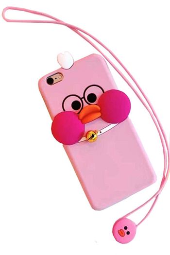 apple iphone 7 kilif sirin ordek figurlu silikon pembe kapak