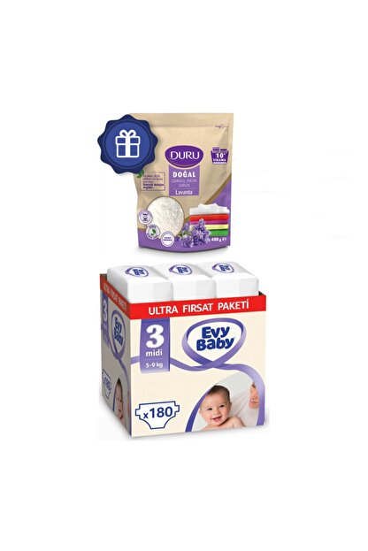 evy baby bebek bezi 3 numara midi ultra firsat paketi 180 adet ve duru granul sabun 400gr fiyati yorumlari trendyol