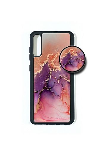 samsung a 30 s popsocketli kilif epoksi silikon arka kapak mermer desen