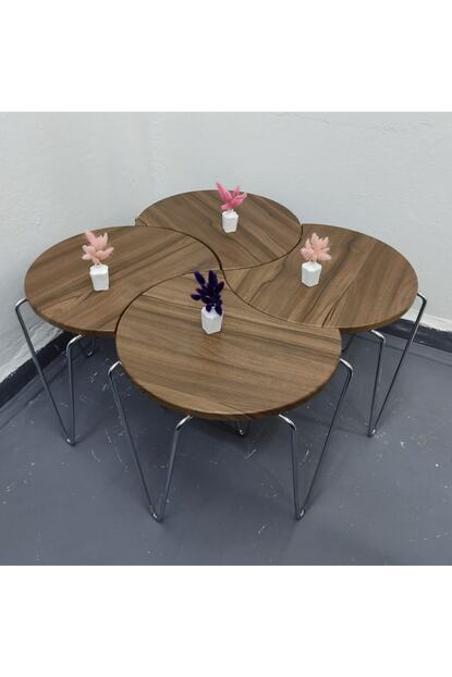 Efe Aks Luks Mdf 4 Lu Metal Ayakli Koyu Ceviz Yonca Sehpa Hem Zigon Hem Orta Sehpa Olabilen Model Fiyati Yorumlari Trendyol