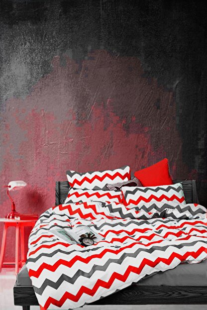 Alamode Dogal Pamuk Tek Kisilik Nevresim Takimi Kirmizi Zigzag 899846171 Fiyati Yorumlari Trendyol