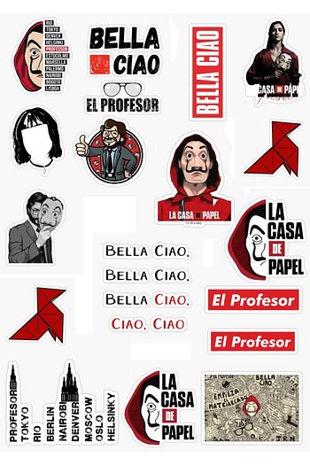 la casa de papel 21 li ozel tasarim sticker seti