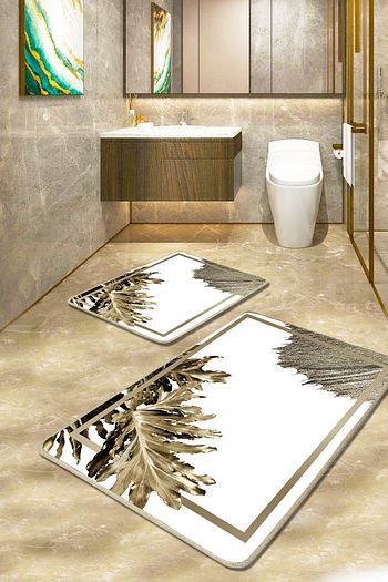 Evimod White Gold Beyaz Yaprakli 2li Yikanabilir Klozet Takimi Banyo Halisi Paspas X Trendyol
