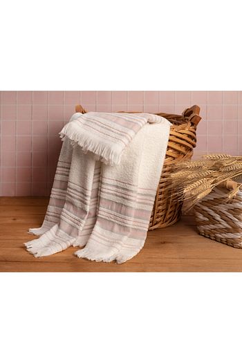 english home retro cizgili 2 li banyo havlusu takimi 50x85cm 70x150cm ekru pembe fiyati yorumlari trendyol