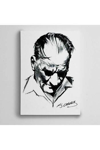 ataturk karakalem calismasi kanvas tablo 140x200 cm