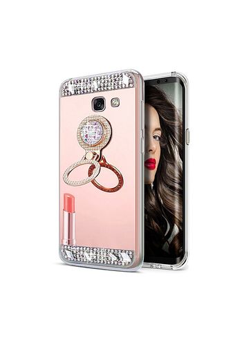 samsung j7 prime g610 kilif aynali tasli yuzuklu standli arka koruma bakir