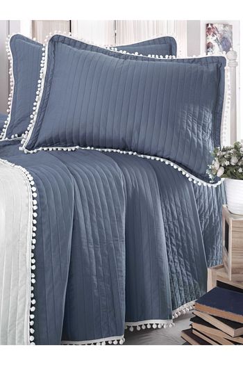evim home cift kisilik ponponlu yatak ortusu set fiyati yorumlari trendyol
