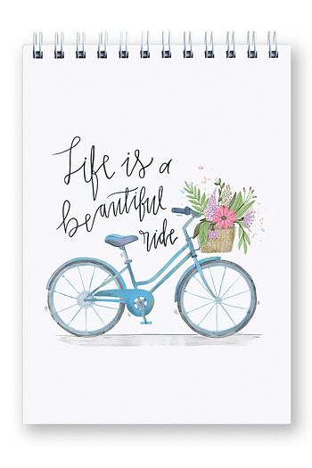Mespho Cicek Sepeti Bisiklet Gezintisi A5 Ebat Spiralli Sert Kapak Defter 14 8 X 21 Cm Trendyol