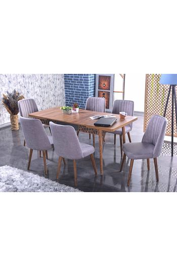 stoker moena premium yemek masa takimi 6 sandalyeli gri fiyati yorumlari trendyol