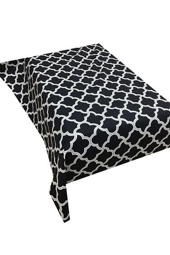 Zeren Home Siyah Kupa Desenli Panama Keteni Dertsiz Masa Ortusu 100 X 100 Cm Trendyol