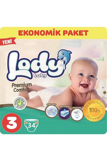 Lody Baby Premium Comfort Bebek Bezi Ekonomik Paket 3 Numara 34lu Trendyol