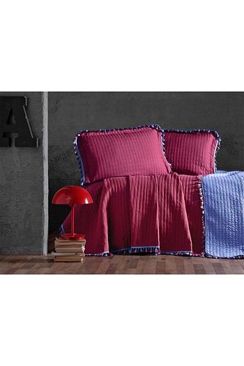 evim evim home puskullu cift kisilik yatak ortusu bordo mavi fiyati yorumlari trendyol