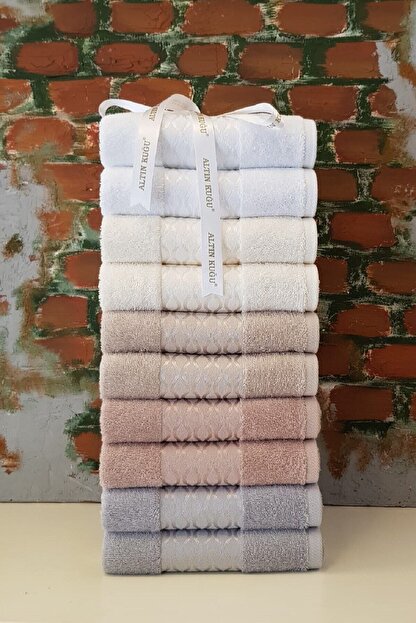 Ozdilek Elissa 10 Lu Havlu Gri Tas Bej Krem Beyaz Trendyol