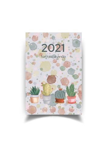 Turuncu Kedi 2021 Haftalik Ajanda Kaktuslu Trendyol