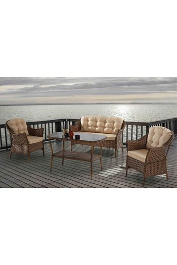 Vieno Home Garden Alba Orgu Rattan Bahce Balkon 2 Li Kanepe 2 Tekli 1 Yuksek Sehpa 4 Parca Keyif Seti Fiyati Yorumlari Trendyol