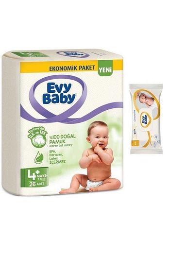 evy baby bebek bezi ekonomik paket 4 numara maxiplus islak havlu hd 26 adet fiyati yorumlari trendyol