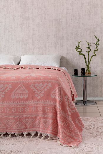 vagonik fil desenli cift kisilik yatak ortusu jakarli 100 pamuk 200x230 cm fiyati yorumlari trendyol