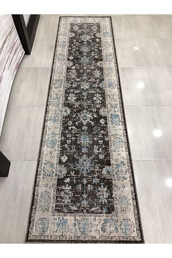 kasmir hali 7 24 0077 mavi kahve 80x300 yazlik ince hali yolluk fiyati yorumlari trendyol