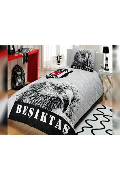 Tac Beyaz Besiktas Sanli Kartal Tek Kisilik Lisansli Ranforce Yatak Ortusu Trendyol