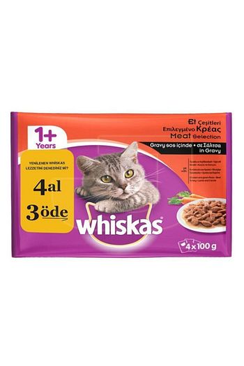 Whiskas Pouch Multipack Yetiskin Kedi Etli Konserve Cesitleri 4 X 100 Gr Trendyol