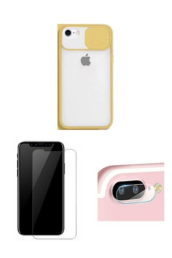 sari iphone 7 plus uyumlu surgulu kamera korumali telefon kilifi ekran koruyucu kamera lens koruyucu