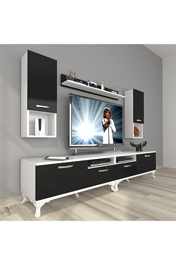 decoraktiv eko 5220da mdf rustik tv unitesi tv sehpasi beyaz siyah fiyati yorumlari trendyol