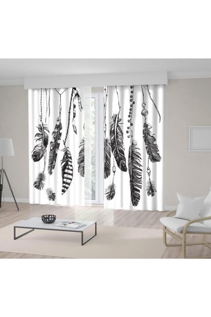 Henge Home El Cizimi Tuy Desenli Siyah Beyaz Fon Perde Trendyol