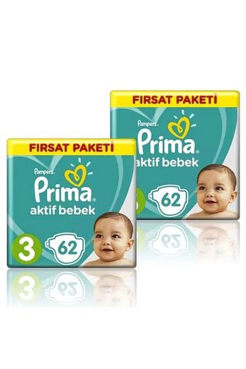 Prima Bebek Bezi Aktif Bebek 3 Beden 124 Adet Firsat Paketi Trendyol