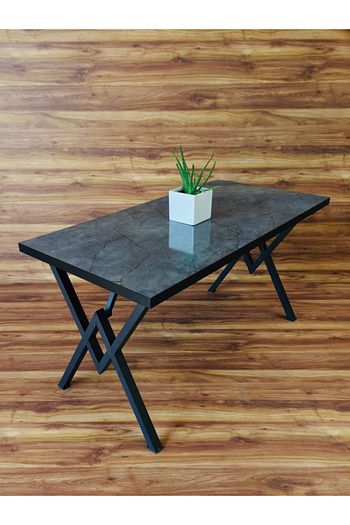 Yirmi15 Metal X Ayakli 70x140 Cm Antrasit Mermer Desen Mutfak Masasi Trendyol