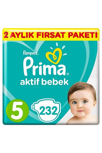 Prima Bebek Bezi Aktif Bebek 5 Beden 232 Adet Junior 2 Aylik Firsat Paketi Trendyol