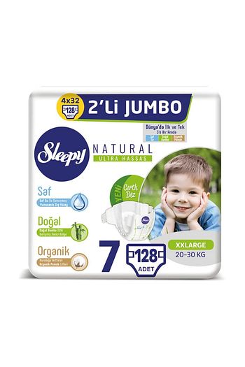 sleepy natural bebek bezi 7 beden xxlarge 4x2 li jumbo 128 adet fiyati yorumlari trendyol