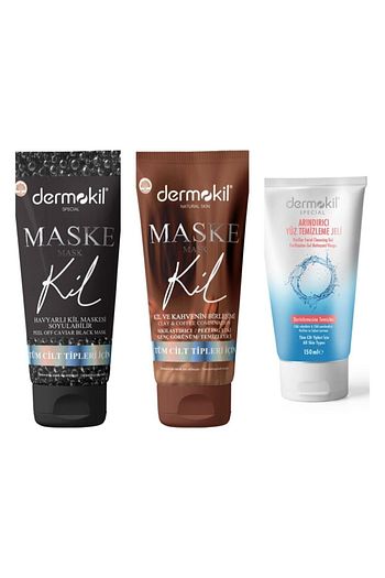dermokil kil ve kahveli maske 75ml havyarli siyah kil soyulabilir maske 75ml yuz yikama jeli 150ml fiyati yorumlari trendyol