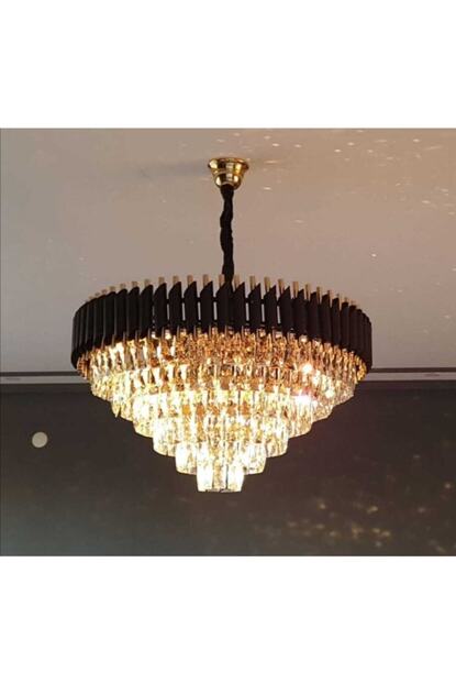 apex avize avize 80 cm cift borulu siyah gold kristal tasli fiyati yorumlari trendyol
