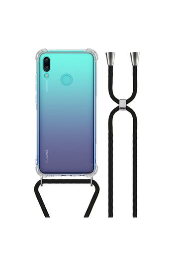 huawei p smart 2019 uzy seffaf boyun askili siyah seritli kilif kitap