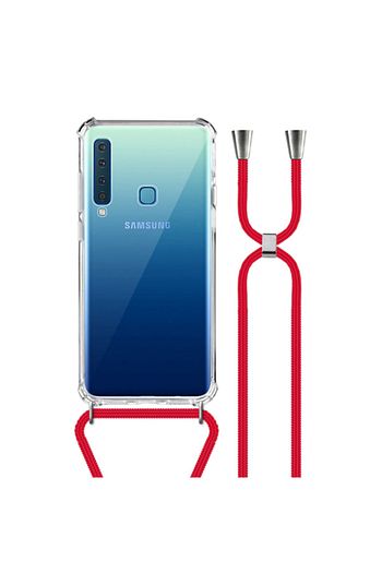 Mobilegaraj Galaxy A9 2018 Uzy Seffaf Boyun Askili Kirmizi Seritli Kilif Kitap Trendyol