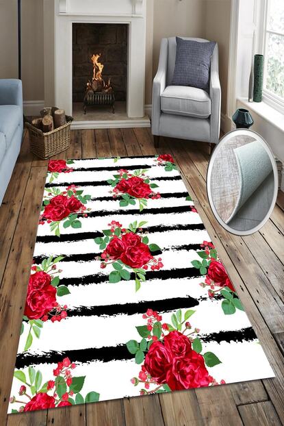 Kirmizi Siyah Beyaz Renklerin Hakim Oldugu Desenli Spor Hali Modeli Ornegi Siyah Oturma Odalari Renkler Halilar