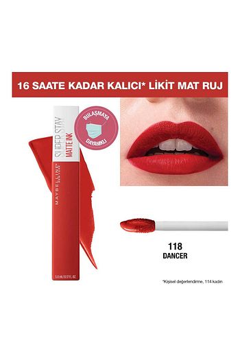 Maybelline New York Likit Mat Ruj Superstay Matte Ink City Edition Lipstick 118 Dancer Trendyol