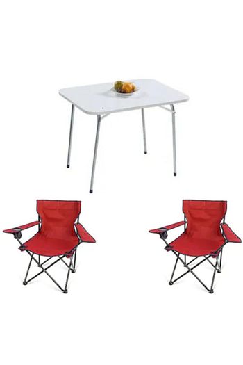 Toysan Katlanir Cantali Kamp Sandalyesi Kirmizi 2 Adet Ve 45x60 Masa Trendyol