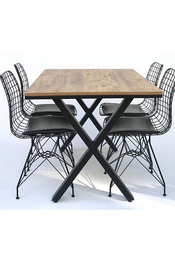 Metal Tasarim Atolyesi Atlantik Cam X Metal Ayakli Mutfak Masasi Takimi 80 X 120 Cm Fiyati Yorumlari Trendyol