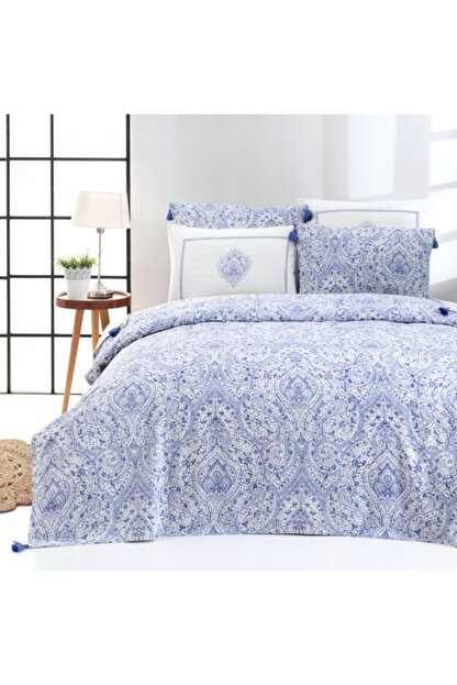 Sarah Anderson Azul Mavi Puskullu Cift Kisilik Pike Takimi Fiyati Yorumlari Trendyol