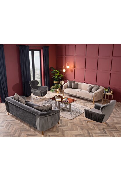 weltew home florya koltuk takimi 3 3 1 1 krem gri fiyati yorumlari trendyol