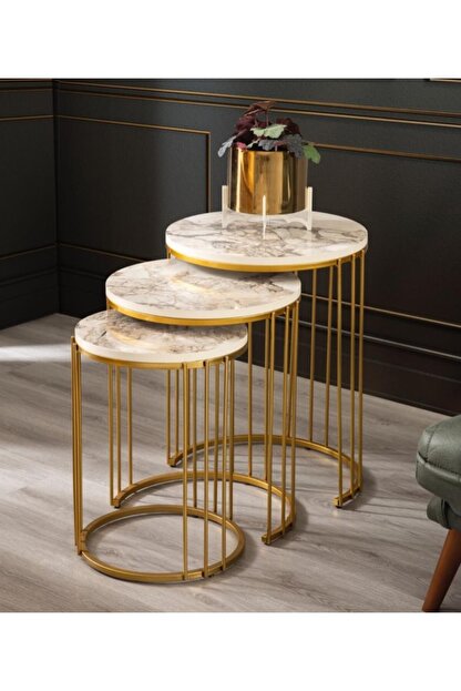 Sawoli Mobilya Venus Metal Ayak Gold Mermer Desen Zigon Sehpa Fiyati Yorumlari Trendyol