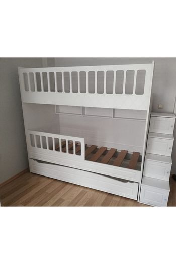 medefe home ranza modelleri yari mdf membran kaplama detayli beyaz 3 lu yavrulu ranza fiyati yorumlari trendyol